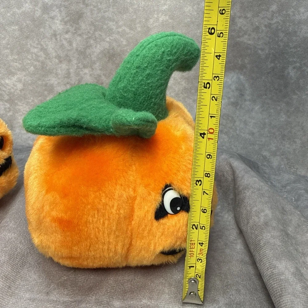 Vintage 80's Cuddle Wit Pumpkin Jack O Lantern Halloween Plush Lot Of 2 Decor 6